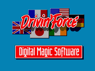 Drivin' Force title screen for Amiga
